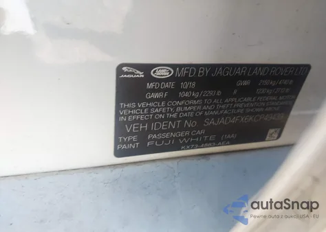 2019 Jaguar Xe 25T Premium z USA, uszkodzony, nr VIN SAJAD4FX6KCP49439